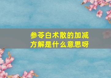 参苓白术散的加减方解是什么意思呀