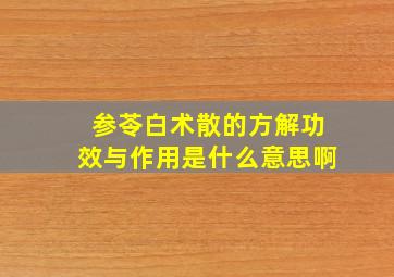 参苓白术散的方解功效与作用是什么意思啊