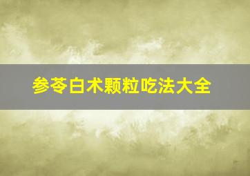 参苓白术颗粒吃法大全