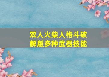 双人火柴人格斗破解版多种武器技能