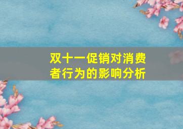 双十一促销对消费者行为的影响分析