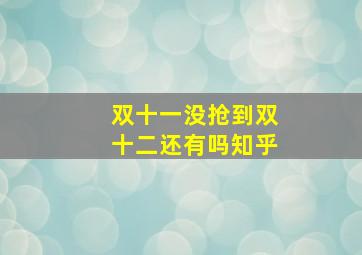 双十一没抢到双十二还有吗知乎