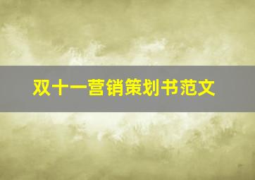 双十一营销策划书范文