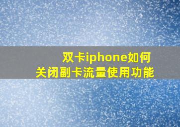 双卡iphone如何关闭副卡流量使用功能