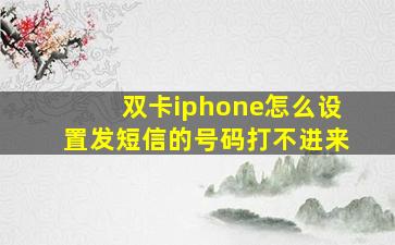 双卡iphone怎么设置发短信的号码打不进来