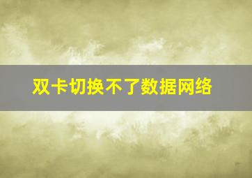 双卡切换不了数据网络