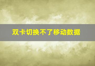 双卡切换不了移动数据