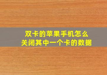 双卡的苹果手机怎么关闭其中一个卡的数据