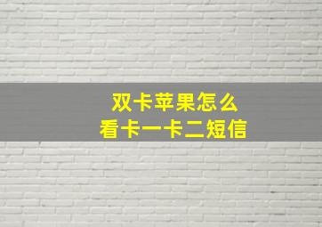 双卡苹果怎么看卡一卡二短信