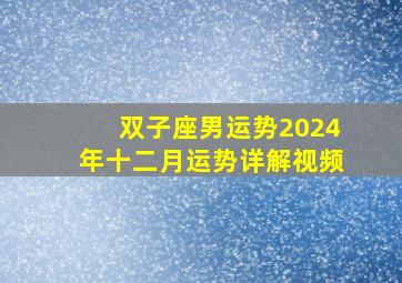 双子座男运势2024年十二月运势详解视频