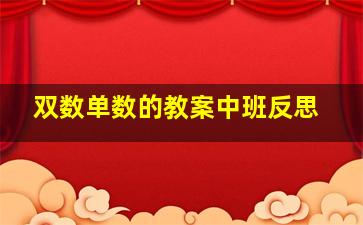 双数单数的教案中班反思