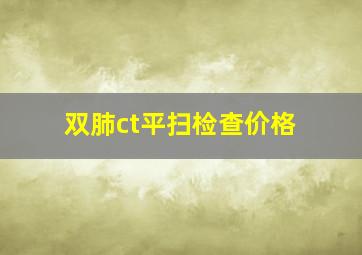 双肺ct平扫检查价格