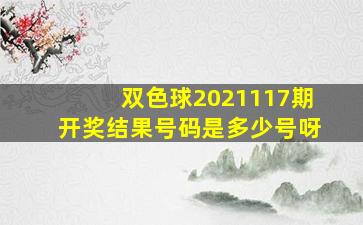 双色球2021117期开奖结果号码是多少号呀