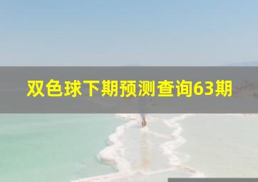 双色球下期预测查询63期