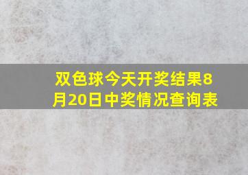 双色球今天开奖结果8月20日中奖情况查询表