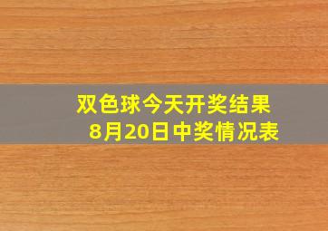 双色球今天开奖结果8月20日中奖情况表