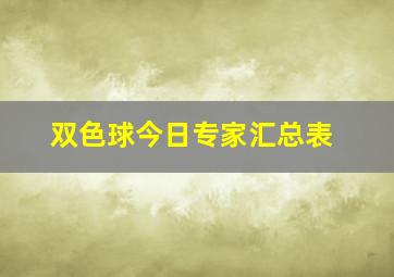 双色球今日专家汇总表