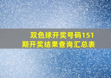 双色球开奖号码151期开奖结果查询汇总表