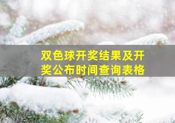 双色球开奖结果及开奖公布时间查询表格