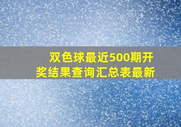 双色球最近500期开奖结果查询汇总表最新