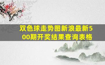 双色球走势图新浪最新500期开奖结果查询表格