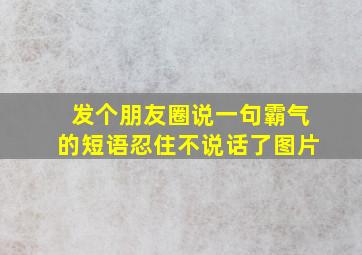 发个朋友圈说一句霸气的短语忍住不说话了图片