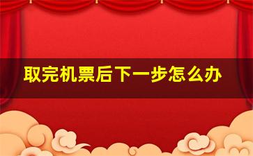 取完机票后下一步怎么办