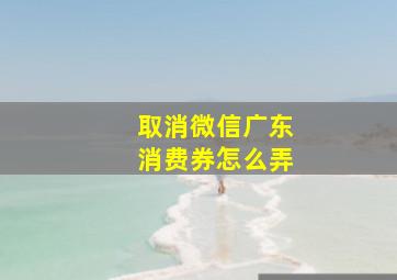 取消微信广东消费券怎么弄