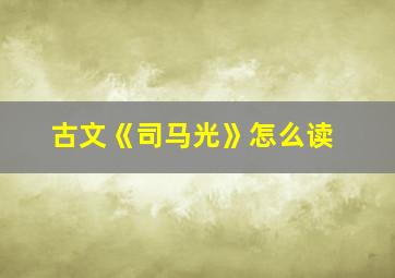 古文《司马光》怎么读