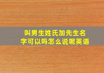 叫男生姓氏加先生名字可以吗怎么说呢英语