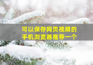 可以保存网页视频的手机浏览器推荐一个