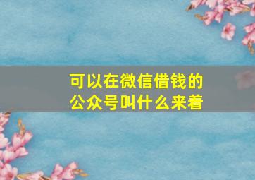 可以在微信借钱的公众号叫什么来着