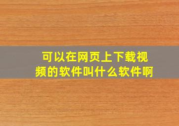 可以在网页上下载视频的软件叫什么软件啊