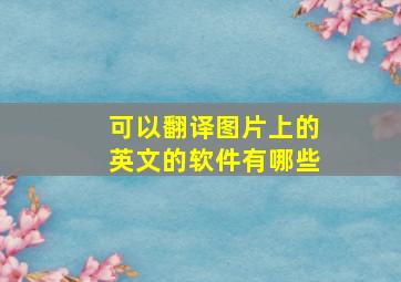 可以翻译图片上的英文的软件有哪些