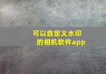 可以自定义水印的相机软件app