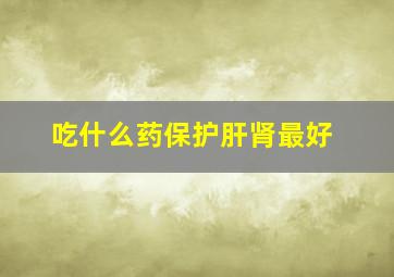 吃什么药保护肝肾最好