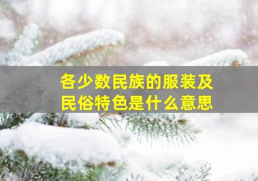 各少数民族的服装及民俗特色是什么意思