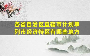 各省自治区直辖市计划单列市经济特区有哪些地方