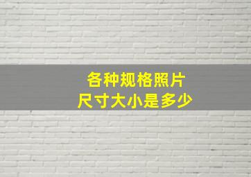 各种规格照片尺寸大小是多少