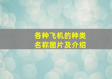 各种飞机的种类名称图片及介绍