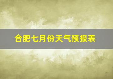 合肥七月份天气预报表