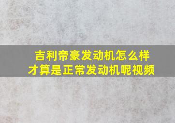 吉利帝豪发动机怎么样才算是正常发动机呢视频