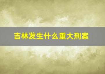 吉林发生什么重大刑案