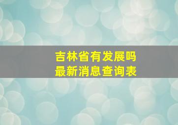 吉林省有发展吗最新消息查询表