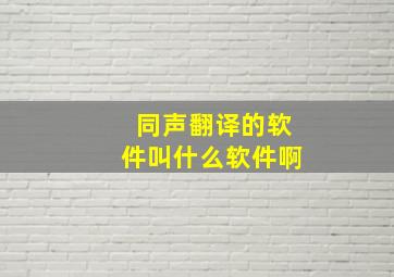 同声翻译的软件叫什么软件啊