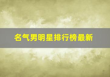 名气男明星排行榜最新