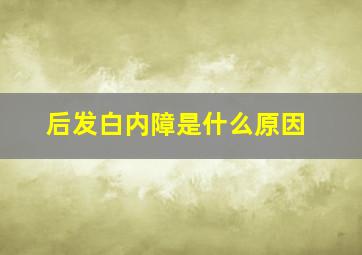 后发白内障是什么原因