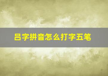 吕字拼音怎么打字五笔