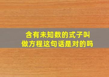 含有未知数的式子叫做方程这句话是对的吗