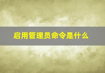 启用管理员命令是什么